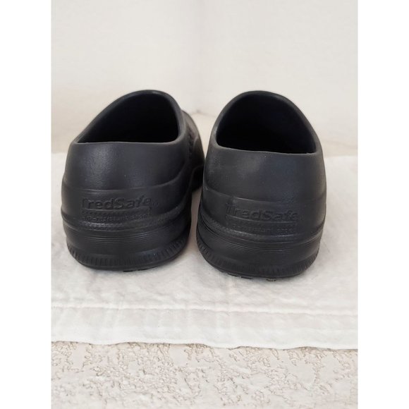 TREDSAFE Womens 6 Mens 5 Black Shoes Slip Oil Resistant Slip On Clog Nursing - Picture 5 of 7